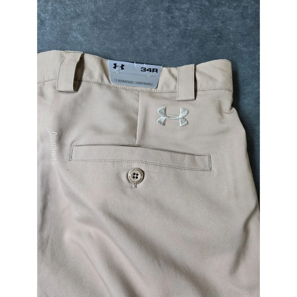 Under Armour Pants Mens 34 x‎ 32 Khaki University of Utah Performance Golf Chino